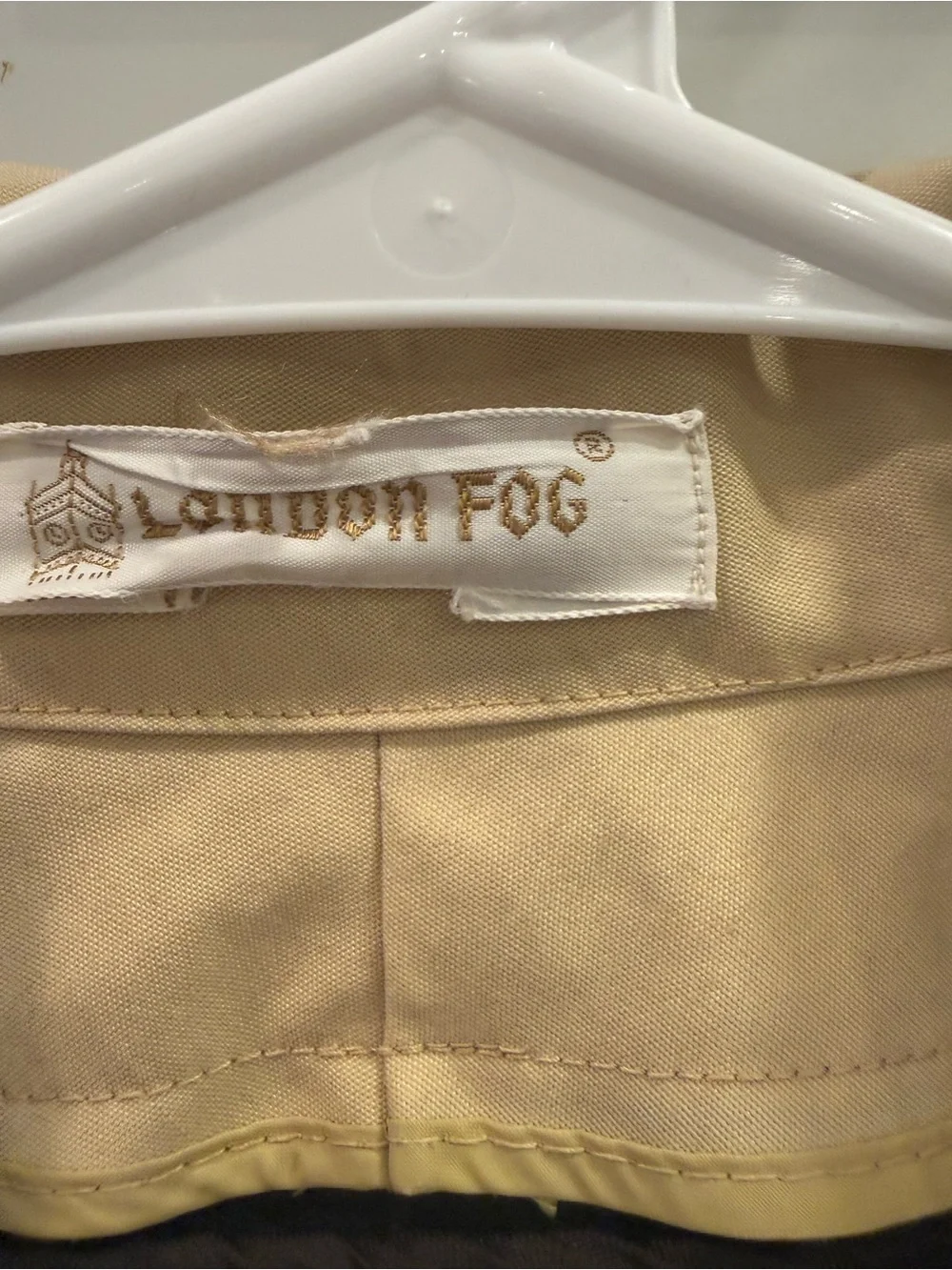 Vintage London Fog 44 Long Tan Zip Jacket Removable Faux Fur Liner USA Classic